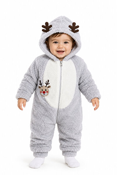 Chicsy Baby Sweet Deer Embroidered Welsoft Plush Hooded Zippered Winter Unise...