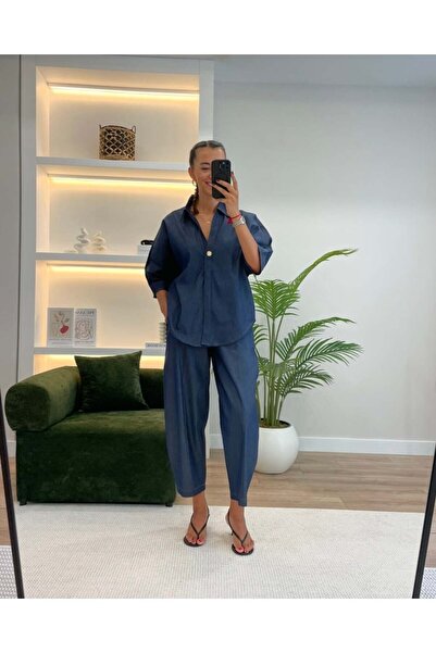 Myrum butik Twin Indigo Premium Gömlek Pantolon Takım
