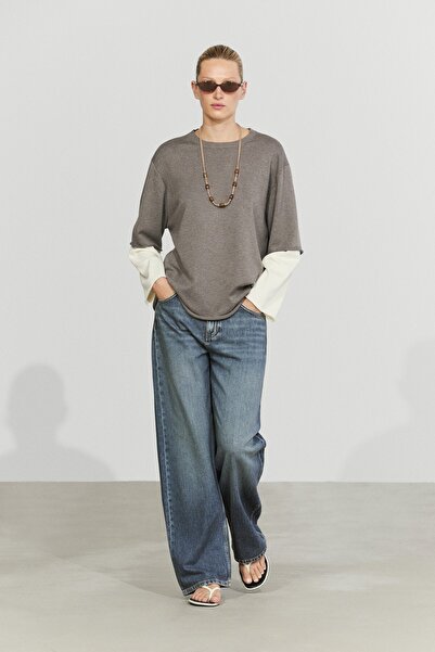 Massimo Dutti Oversize çift kollu triko kazak