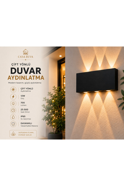 CASA RUVA AMBER Led Aplik Aydınlatma Çift Taraflı Led Dekoratif Duvar Aplik