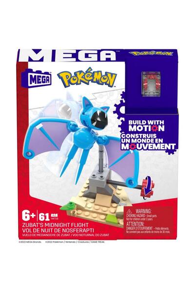 Spinmaster Pokemon Mega Construx Zubat Night Flight Building Set, 61 Pieces
