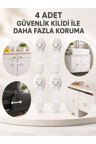 teknodayım قفل أمان للأطفال مزود بأربعة أحزمة مرنة، عملية وآمنة الاستخدام