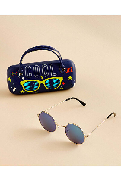 REDTAG Girls Blue Round Sunglasses With Printed Case