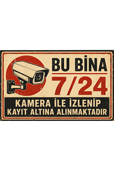 Lucena Retro Metal Warning Sign This Building Is under 24/7 Camera Surveillan...