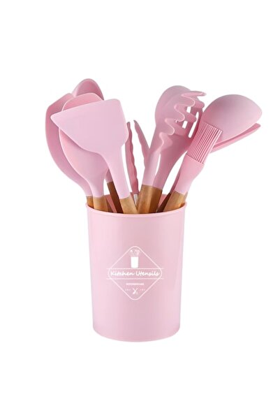 Full Abundance Premium Silicone Kitchen Utensil Set with Ergonomic Bamboo Han...