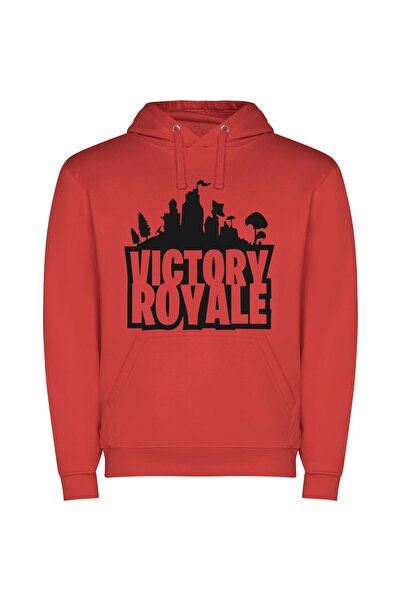 iLovePrints Fancy Fortnite Victory Emblem Φούτερ με κουκούλα σε χρώμα Κόκκινο