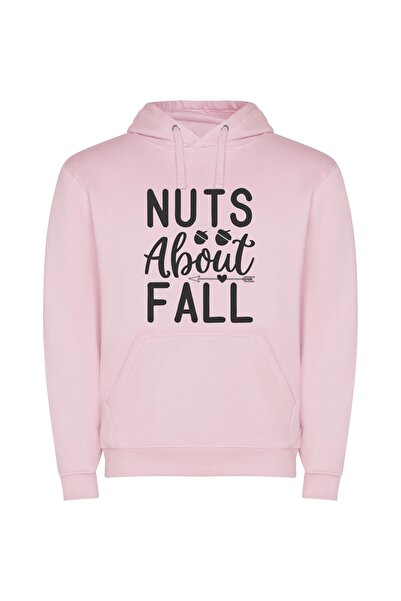 iLovePrints Falling for Acorns: A Charming Print Φούτερ με κουκούλα σε χρώμα Ροζ