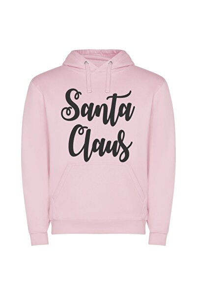 iLovePrints Santa's Elegant Monochrome Greeting Φούτερ με κουκούλα σε χρώμα Ροζ