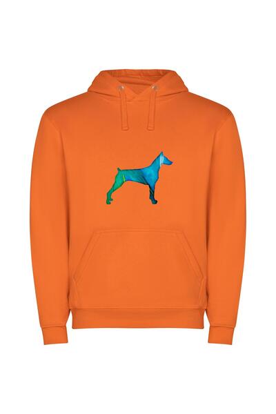 iLovePrints Colorful Canine Creations Φούτερ με κουκούλα σε χρώμα Πορτοκαλί