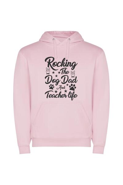 iLovePrints Rockstar Doggy Daddy Life Φούτερ με κουκούλα σε χρώμα Ροζ