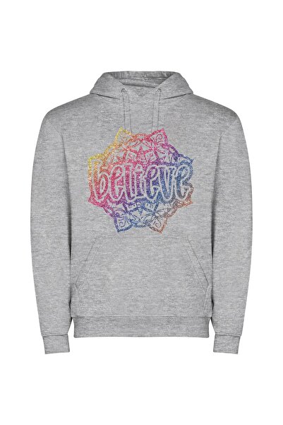 iLovePrints Radiant Cosmic Glitter Φούτερ με κουκούλα σε χρώμα Γκρι