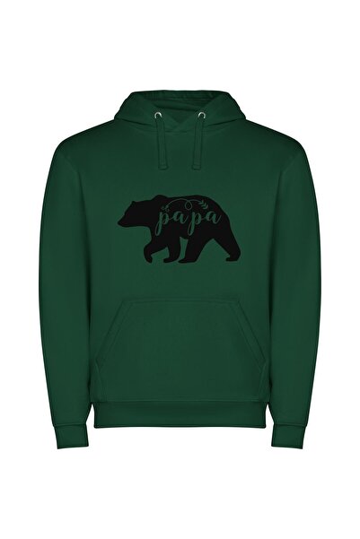 iLovePrints Papa Bear Stencil Bliss Φούτερ με κουκούλα σε χρώμα Πράσινο