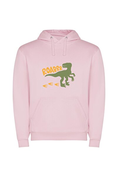 iLovePrints Rex's Roaring Raptor Φούτερ με κουκούλα σε χρώμα Ροζ