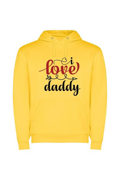 iLovePrints Digital Daddy Devotion Φούτερ με κουκούλα σε χρώμα Κίτρινο