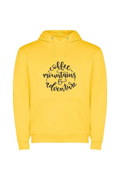 iLovePrints Black Ink Adventure: Coffee Mountains Φούτερ με κουκούλα σε χρώμα...