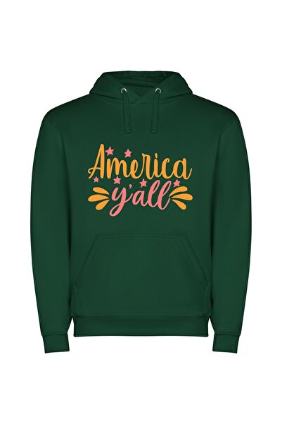 iLovePrints Colorful Americana View Φούτερ με κουκούλα σε χρώμα Πράσινο