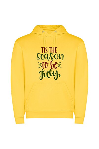 iLovePrints Jolly Holiday Greetings Φούτερ με κουκούλα σε χρώμα Κίτρινο