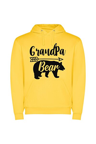 iLovePrints Stencil Bear, Grandpa's Pride Φούτερ με κουκούλα σε χρώμα Κίτρινο