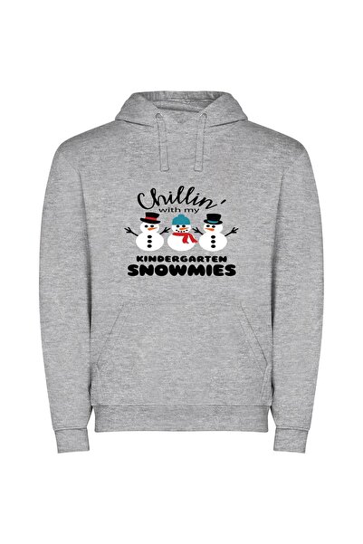 iLovePrints Snowy Kids' Merry Chill Φούτερ με κουκούλα σε χρώμα Γκρι