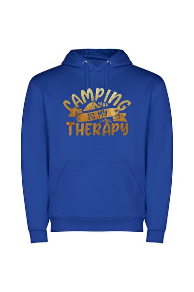 iLovePrints Therapeutic Camping Escape Φούτερ με κουκούλα σε χρώμα Μπλε