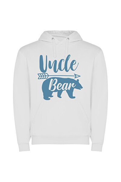 iLovePrints Uncle Bear's Masterpiece Φούτερ με κουκούλα σε χρώμα Λευκό
