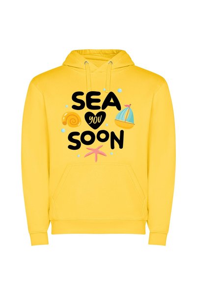 iLovePrints Sail Away, Sea-Rhapsody Φούτερ με κουκούλα σε χρώμα Κίτρινο
