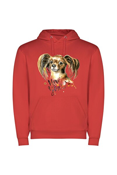 iLovePrints Dazzling Digital Doggie Delight Φούτερ με κουκούλα σε χρώμα Κόκκινο