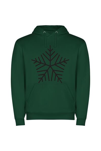 iLovePrints Snowflake Noir Φούτερ με κουκούλα σε χρώμα Πράσινο