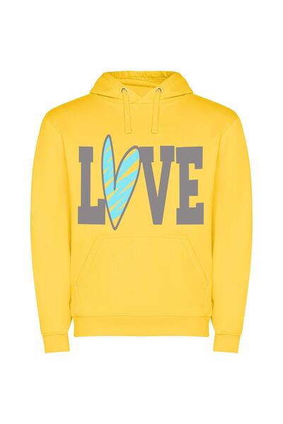 iLovePrints Love Surf Vibe Φούτερ με κουκούλα σε χρώμα Κίτρινο
