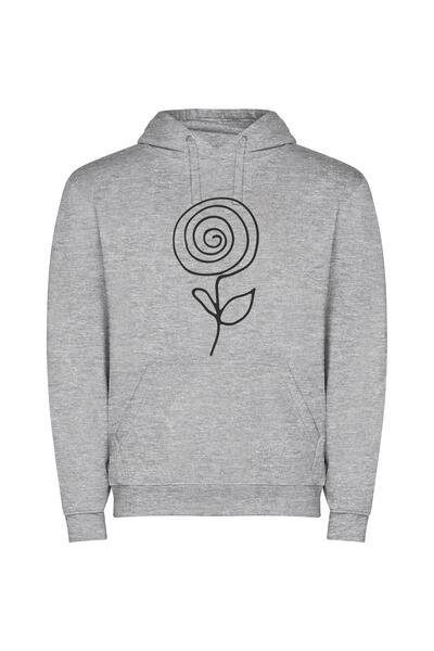 iLovePrints Black & White Floral Fantasia Φούτερ με κουκούλα σε χρώμα Γκρι