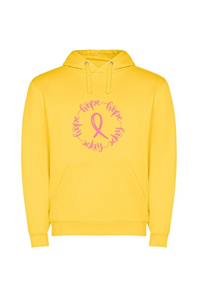 iLovePrints Radiant Ribbon of Hope Φούτερ με κουκούλα σε χρώμα Κίτρινο