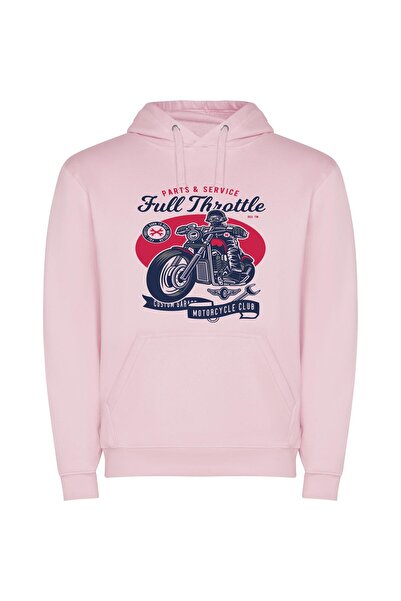 iLovePrints Exquisite Motorcycle Portrait Φούτερ με κουκούλα σε χρώμα Ροζ