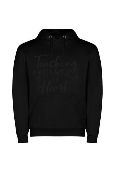 iLovePrints Heart of Teaching Φούτερ με κουκούλα σε χρώμα Μαύρο