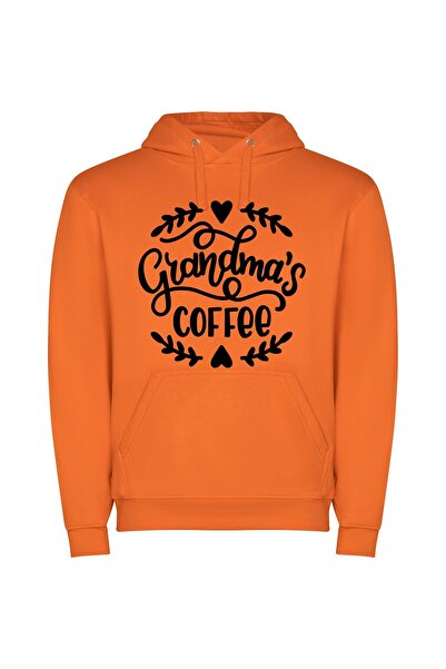 iLovePrints Grandma's Artisan Morning Brew Φούτερ με κουκούλα σε χρώμα Πορτοκαλί