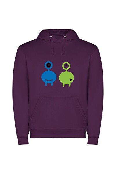 iLovePrints Colorful Creature Collab Φούτερ με κουκούλα σε χρώμα Μωβ