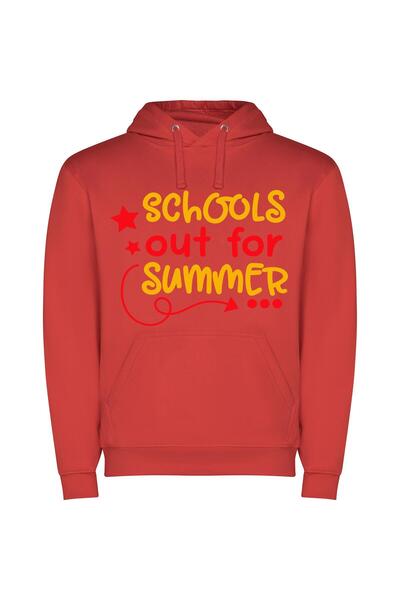 iLovePrints Summer School's Final Bell Φούτερ με κουκούλα σε χρώμα Κόκκινο