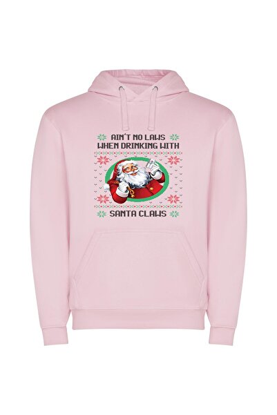 iLovePrints Santa's Daring Arsenal Φούτερ με κουκούλα σε χρώμα Ροζ