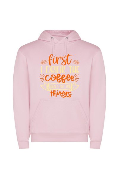 iLovePrints Coffee, Think, Conquer, Repeat Φούτερ με κουκούλα σε χρώμα Ροζ