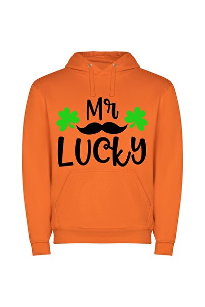 iLovePrints Moustached Shamrock Spectacle Φούτερ με κουκούλα σε χρώμα Πορτοκαλί