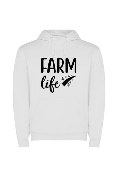 iLovePrints Farm Life Chronicles Φούτερ με κουκούλα σε χρώμα Λευκό