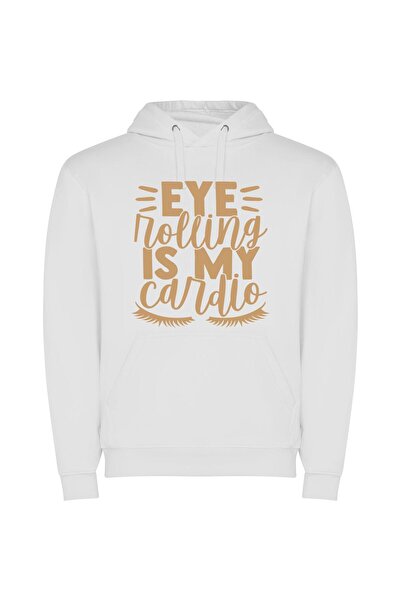iLovePrints Silly Eye Fitness Craze Φούτερ με κουκούλα σε χρώμα Λευκό