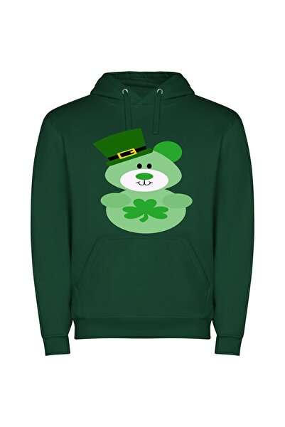 iLovePrints Lucky Green Bear Surprise Φούτερ με κουκούλα σε χρώμα Πράσινο