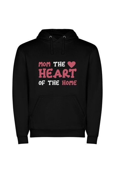 iLovePrints Home's Heart: Mom's Love Φούτερ με κουκούλα σε χρώμα Μαύρο
