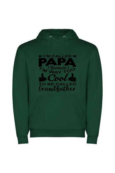 iLovePrints Papa: The Cool Grandfather Φούτερ με κουκούλα σε χρώμα Πράσινο