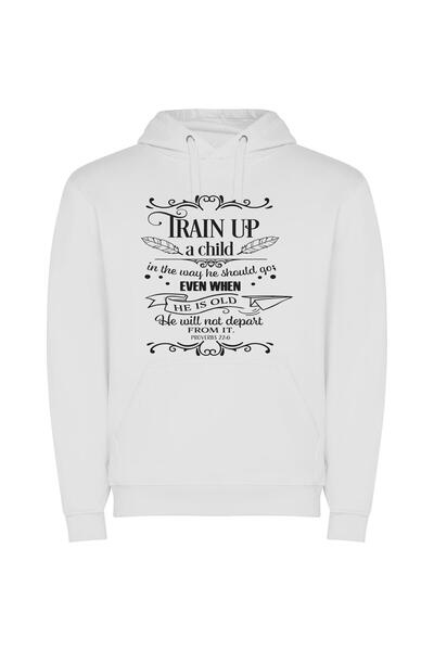 iLovePrints Train for Life's Journey Φούτερ με κουκούλα σε χρώμα Λευκό