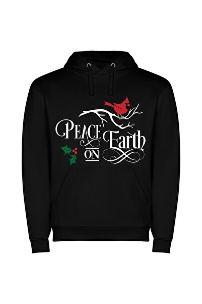 iLovePrints Scarlet Avian Artistry Φούτερ με κουκούλα σε χρώμα Μαύρο