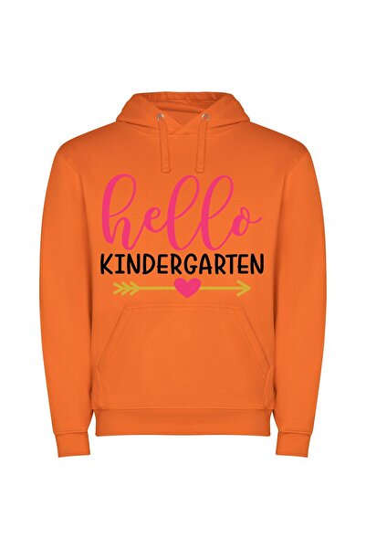 iLovePrints Hello Kids Art Logo Φούτερ με κουκούλα σε χρώμα Πορτοκαλί