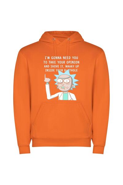 iLovePrints Rick's Wise Cartoon Quote Φούτερ με κουκούλα σε χρώμα Πορτοκαλί