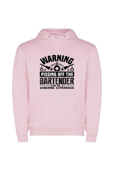 iLovePrints Beware Angry Bartender's Retribution Φούτερ με κουκούλα σε χρώμα Ροζ