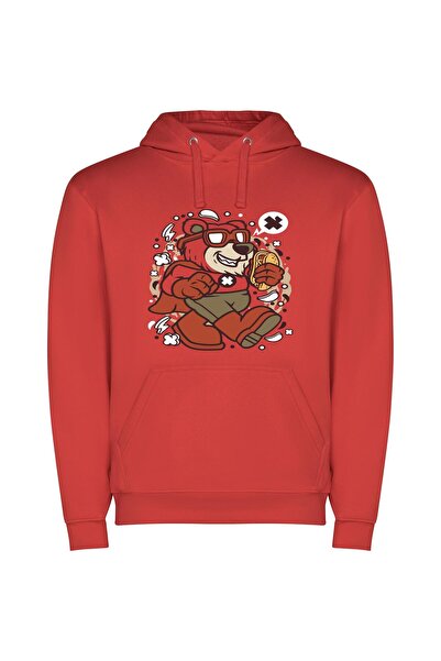iLovePrints Furry Mascots & Portraits Φούτερ με κουκούλα σε χρώμα Κόκκινο